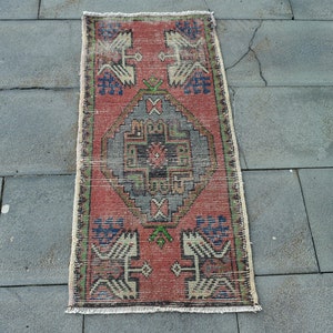 tapis vintage, tapis turc, 2 x 4 petits tapis, tapis Oushak, tapis pour entrée, tapis rouge 1,5 x 3,2 pi, authentique tapis turc vintage, tapis tissé à la main,