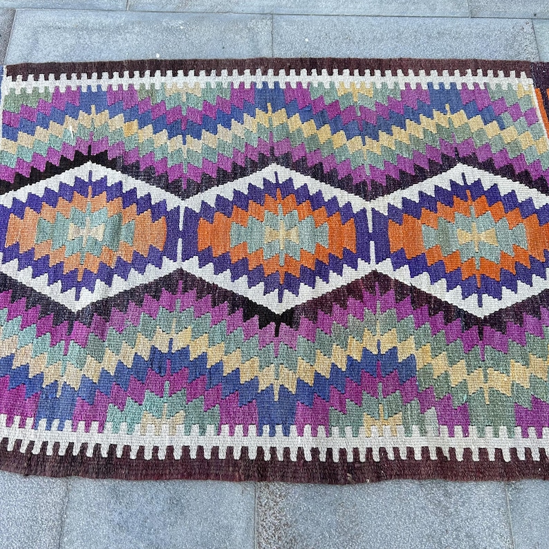 Green Rug Retro Turkish Rug, 2.8x4.6 Ft Vintage Rug, Purple Green Wool Rug - Etsy