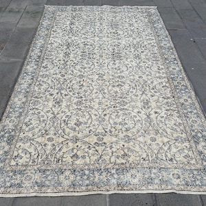 Vintage Rug, 6x10 Large Rug, Turkish Rug, Anatolian Rugs, Rugs For Living Room, 5.9x9.7 ft Beige Rug, Boho Chic Turkish Rug, Organic Rug,