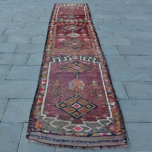 Vintage Turkish Runner Rug, Turkish Carpet, 3x13 ft Hallway Rug, 2.7x13.3 ft Wool Rug, Anatolian Heritage