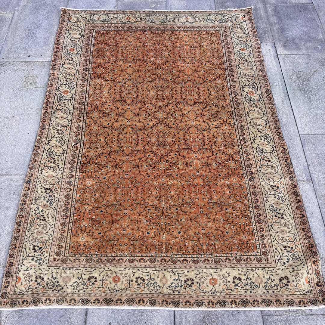 Vintage Rug, 4x5 Accent Rug, Turkish Rug, Kayseri Rug, Rugs for Entry ...