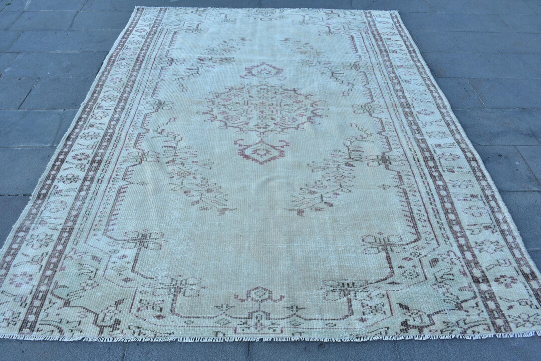 Turkish Rug, Vintage Rug, 7x8 Large Rug, Oushak Rugs, Rugs for Living ...