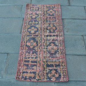 Turkish Runner Rug, Vintage Hallway Rug, 2x4 ft Small Rug, Antique Turkish Carpet, Colorful Handmade Rug, Oushak Area Rug, Unique Wool Rug