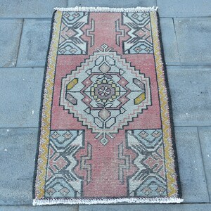 Turkish Rug, Vintage Rug, 2x4 Small Rugs, Antique Rugs, Rugs For Entry, 1.7x3.1 ft Brown Rug, Turkish Rug With Geometric Patterns, Door Mat,