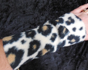 Cheetah  Fleece Wrist Warmers - Arm Warmers - Fingerless Gloves - One Size