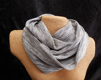 Grayscale Infinity Scarf - Circle Scarf - Handmade Sewn Scarf