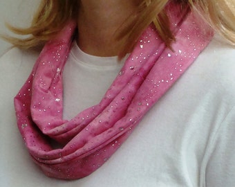 Pink Shimmer Infinity Scarf - Silver Glitter Circle Scarf - Loop Scarf - Forever Scarf - Rhode Island