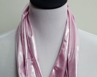 Pink Ice Shimmer Infinity Scarf, Pink Glitter Circle Scarf, Loop Scarf, Forever Scarf, Handmade in Rhode Island