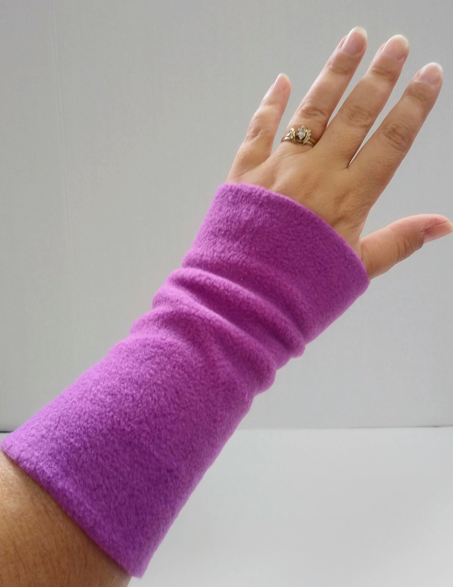 Purple Orchid Fleece Wrist Warmers Arm Warmers Fingerless Etsy