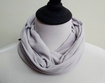 Light Gray Infinity T-shirt Scarf, Circle Scarf, Jersey Scarf, Lightweight Scarf, Fashion Scarf