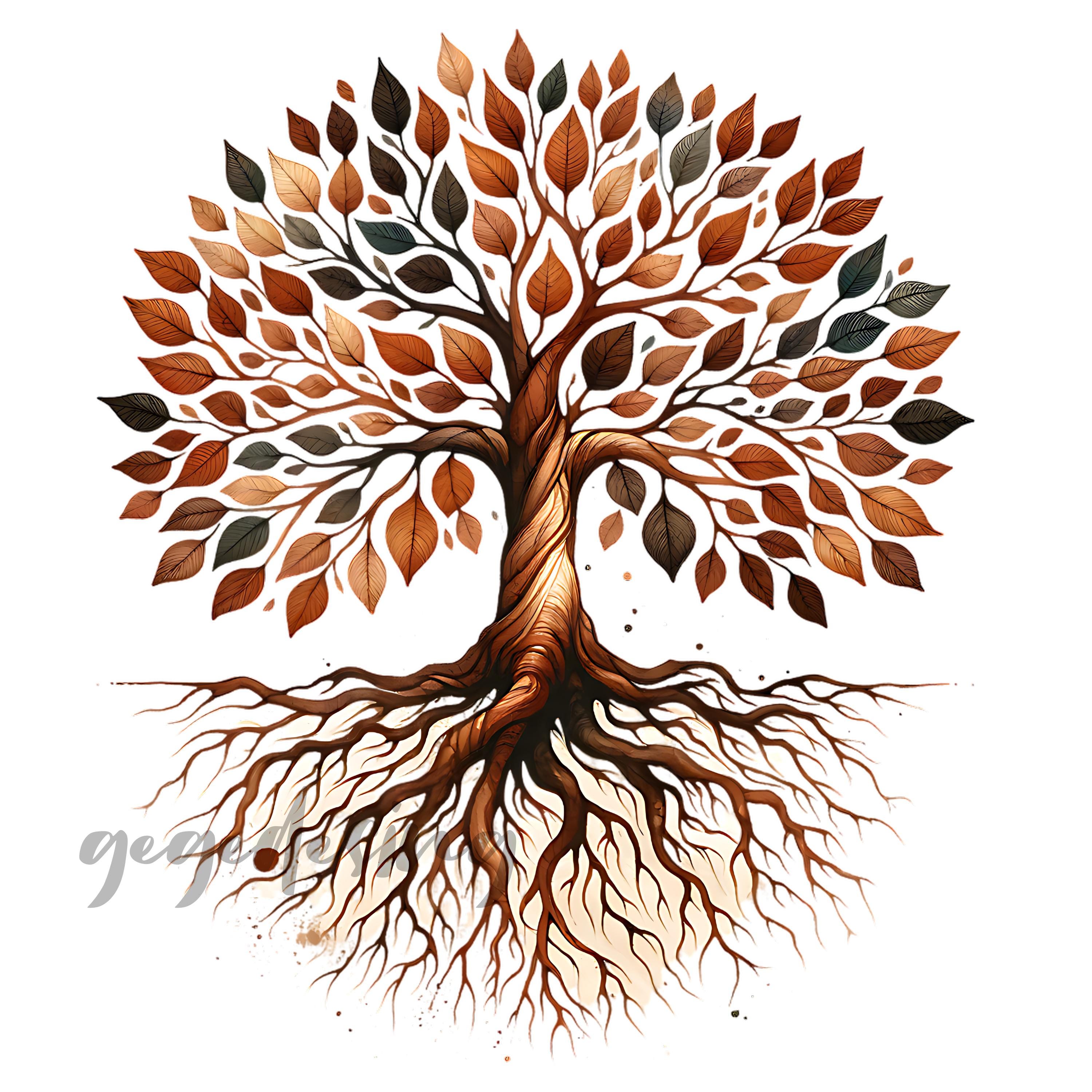 Watercolor Tree With Roots Clipart, Forest Tree Scrapbooking Clipart ...