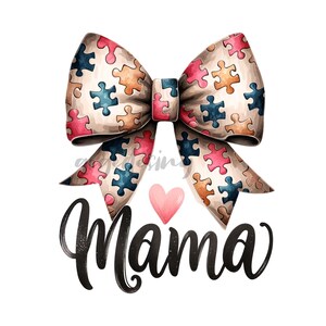 Autism Awareness Bow Mama Png: Sublimation Design (Digital Design)