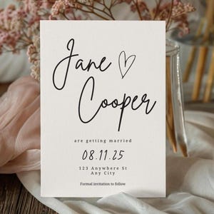 Minimal Save the Date Template - Editable in Canva - Modern Wedding Invitation - Instant Download