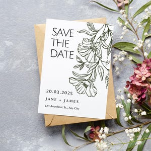 Minimal Save the Date Template - Editable in Canva - Modern Wedding Invitation - Instant Download