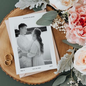 Minimal Save the Date Template - Editable in Canva - Modern Wedding Invitation - Instant Download