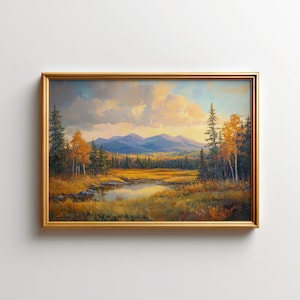 White Mountain Painting, New Hampshire Landscape Wall Art of Autumn Sunrise Painting, White Mountain National Forest Art Prints