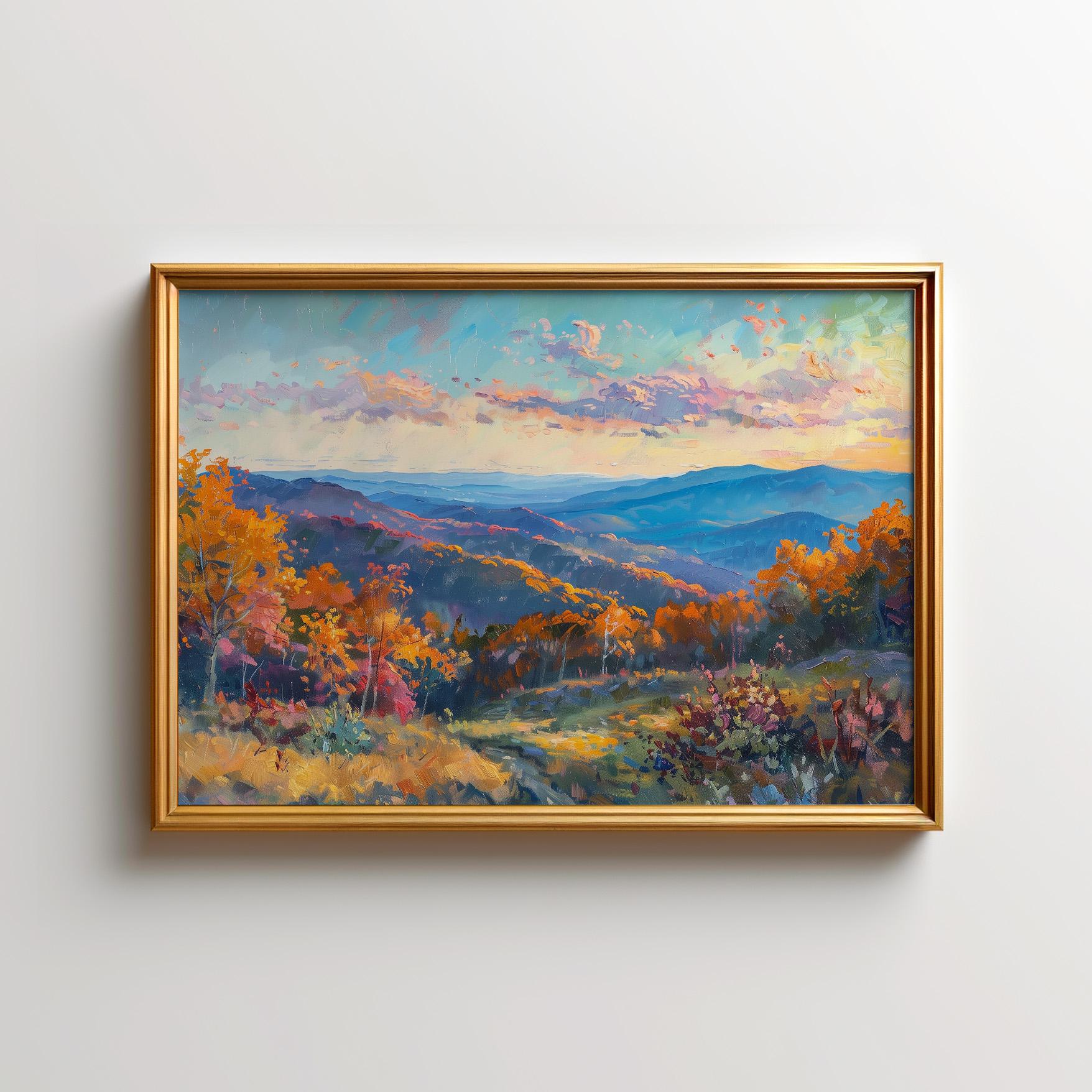 Shenandoah National Park Painting of Blue Ridge Mountains Wall Art of Appalachian Mountains Landscape Painting of Virginia Nature Prints
