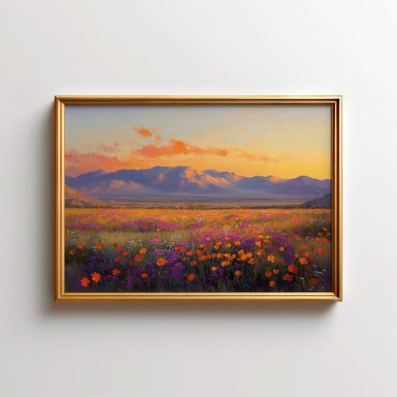 Anza-Borrego Desert Art Print, Sunset Wildflower Meadow Wall Art, California Landscape Decor for Home