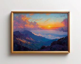 Haleakalā National Park Sunset Print, Maui Hawaii Wall Art, National Park Poster, Hawaii Mountain Landscape Decor