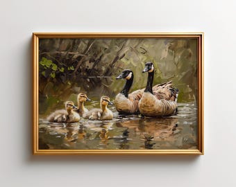 Canada Goose Family Print | Goose Wall Art | North America Wildlife Poster