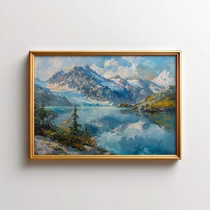 Glacier Bay Painting Alaska Snow Mountain Wall Art, Glacier Bay National Park Art Print, Alaska Landscape Decor
