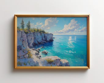 Bruce Peninsula Wall Art, Georgian Bay Turquoise Water Print, Ontario Landscape Decor, Niagara Escarpment Cliff Nature Art