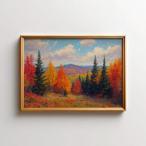 Herbstwald Malerei - Ahornblatt, Vermont Landschaft, Groton State Forest Kunstdruck, Herbst Natur Dekor