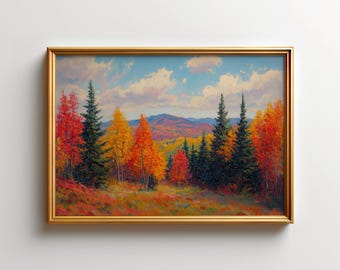 Vermont Autumn Landscape Art Print – Groton State Forest Wall Art