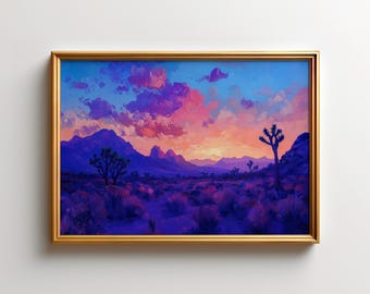 Joshua Baum Sonnenuntergang Kunstdruck | Mojave-Wüstenlandschaft | Kalifornien Wandkunst