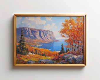 Gros Morne National Park Wall Art, Newfoundland Autumn Fjord Poster Print, Western Brook Pond Coastal Artwork, Canada Fine Art