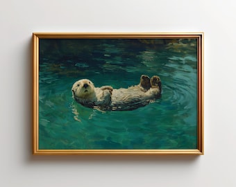 Sea Otter Wall Art, Pacific Rim National Park Print, Vancouver Island Wildlife Decor, Tofino BC Ocean Animal Nature Art Print