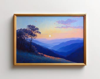 Arte mural del atardecer en Shenandoah: impresión artística de las montañas Blue Ridge, obra de arte de los Apalaches de Virginia, decoración del hogar