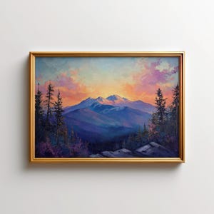 White Mountain National Forest Painting - Mountain Sunset Wall Art, New Hampshire Landscape Decor, Nature Lover Gift