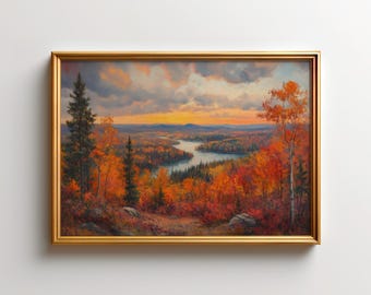 Superior National Forest Autumn Wall Art, Minnesota Fall Foliage Vista Poster Print, Lake Superior North Shore Nature Decor