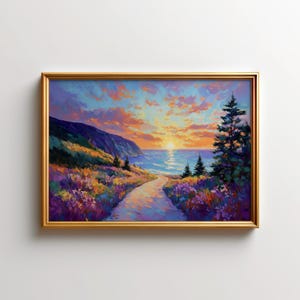 Cape Breton Painting: Cabot Trail Wall Art, Nova Scotia Sunset Print, Canada Landscape for Home Decor, Maritime Living Decor