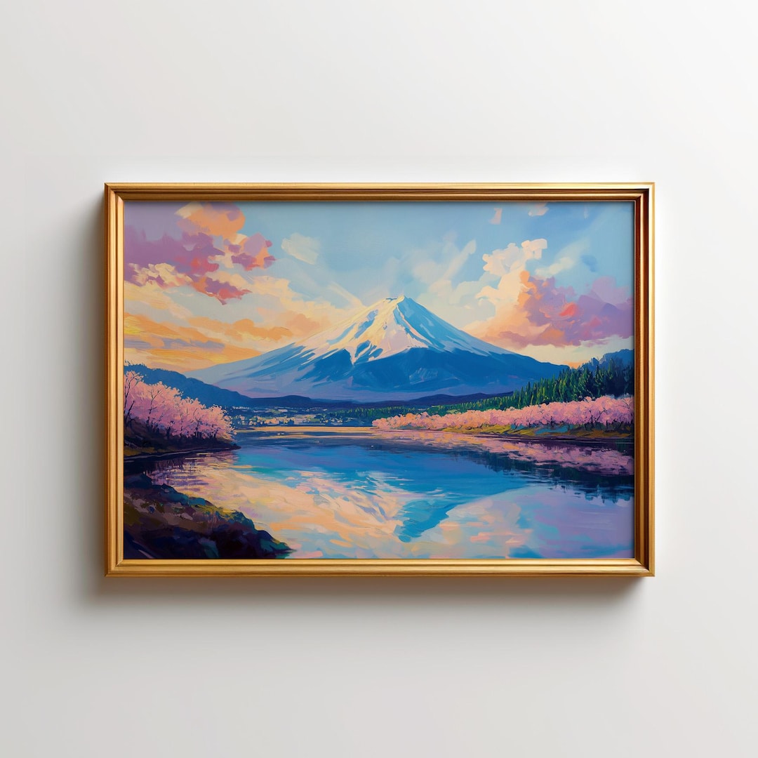 Mt Fuji Painting Of Japanese Cherry Blossoms Wall Art Of Fuji Mountain Il 1080xN.6324144948 Egpq