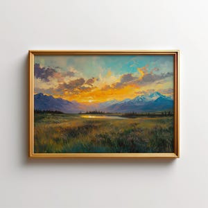 Sunset Alaska Painting, Denali National Park Art Print, Glacier Landscape Wall Art, Glacier Bay Painting, Alaska Landscape Home Decor
