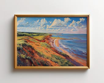 Prince Edward Island Wandkunst, Roter Sandstrand Landschaftsdruck, PEI Nationalpark Dekor