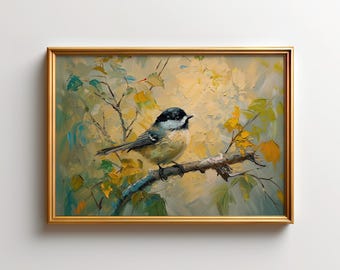 Meise Wandkunst, Vogeldruck, rustikale Natur Dekor, Sommer Tier Geschenk, Cottage Home Akzent