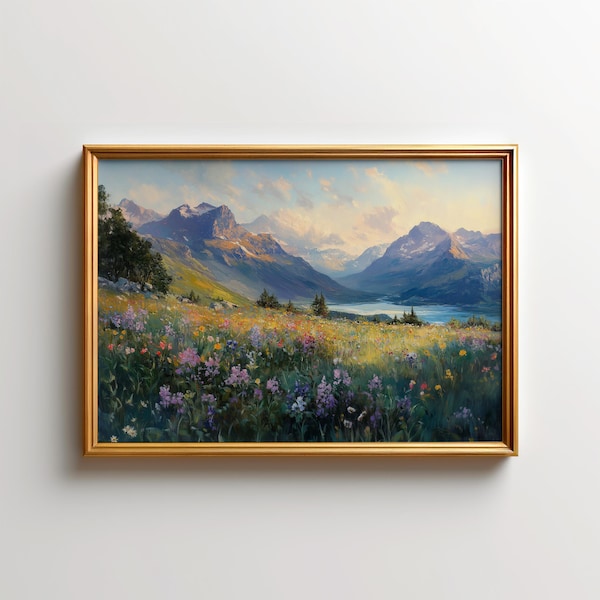 Glacier National Park Wildflower Print, Logan Pass Art Print, Montana Rocky Mountain Wall Decor