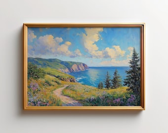 Cape Breton Wall Art, Cabot Trail Coastal Landscape Print, Nova Scotia Highland Nature Decor, Atlantic Canada Cliffside Scenic Art Print