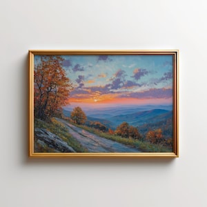 Sunset Shenandoah Painting, Blue Ridge Mountain Wall Art, Appalachian Mountains Painting, Shenandoah National Park Virginia Nature Prints