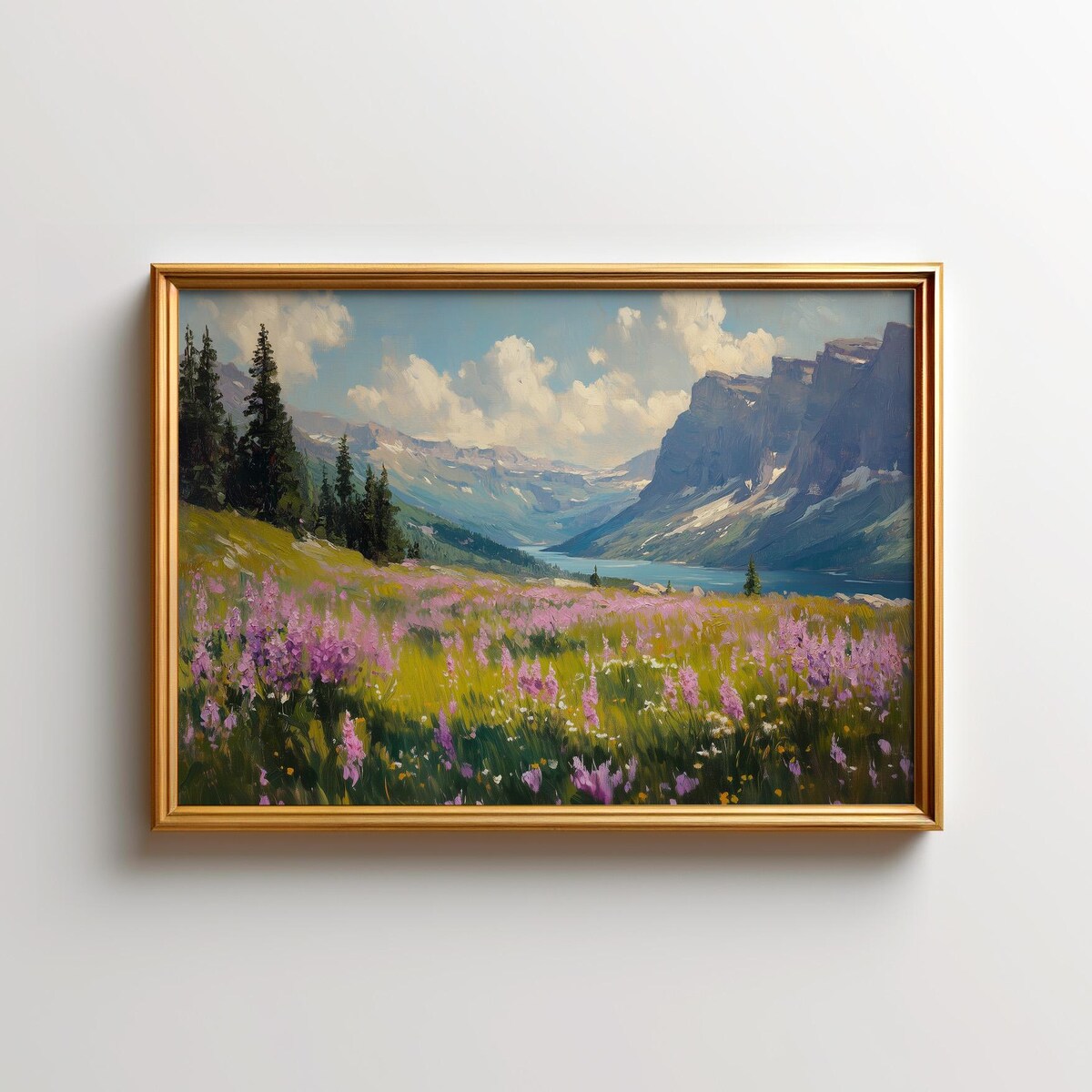Glacier National Park Painting Wildflower Rocky Mountain Art Print & Montana Landscape Decor for Nature Lovers - Etsy