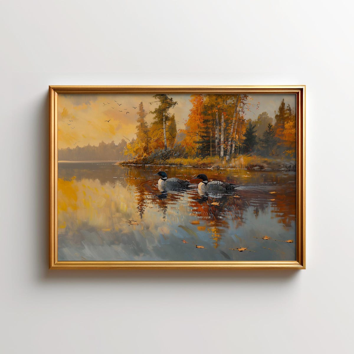 Loon Painting - Autumn Wall Art, Scenic Forest Decor, Algonquin Wildlife Poster, Lake Artwork for Nature Lovers - Etsy