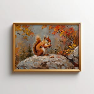 Red Squirrel Painting | Wall Art & Poster of North American Wildlife | Canada Wild Animal Decor for Nature Lovers