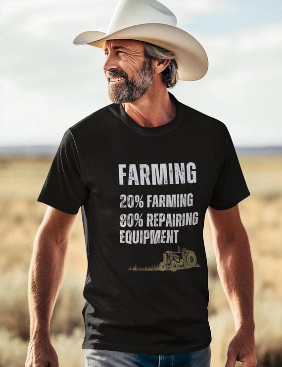 Funny Farmer T-shirt FARMING 20% Farming 80 REPAIRING