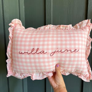 Hand Embroidered Gingham Pillowcase: Custom Nursery Decor