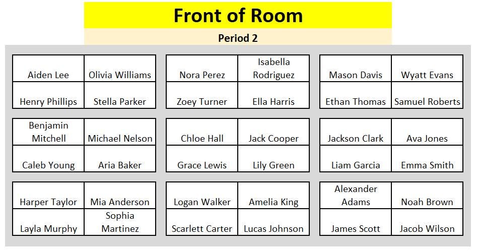 Excel Seating Chart Generator Template - 36 Seats - Etsy