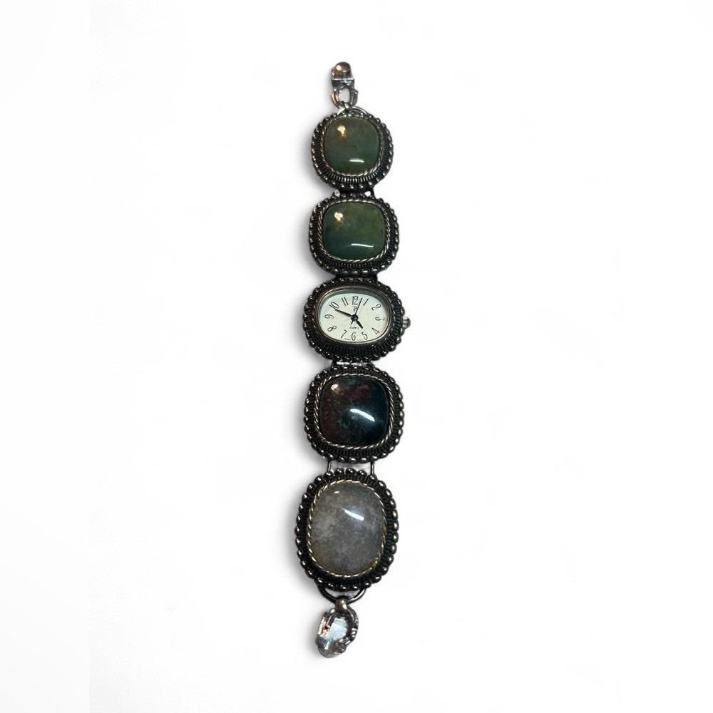 Vintage JB‎ Jacoby Bender Sterling Silver Semi Precious Stone Bracelet Watch Vintage JB Jacoby Bender Sterling Silver Semi Precious Stone  main image 4