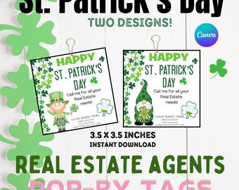 Realtor Pop By Tag | St. Patrick&#39;s Editable Pop By | Real Estate Marketing | Realtor Pop By | 2025 Marketing Gift |  Canva